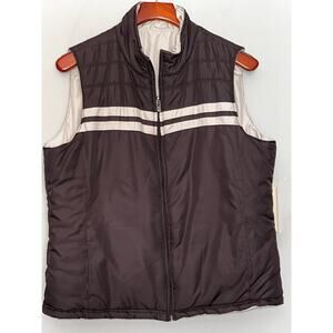 IZOD WOMENS REVERSIBLE BROWN & TAN VEST SIZE L / LARGE